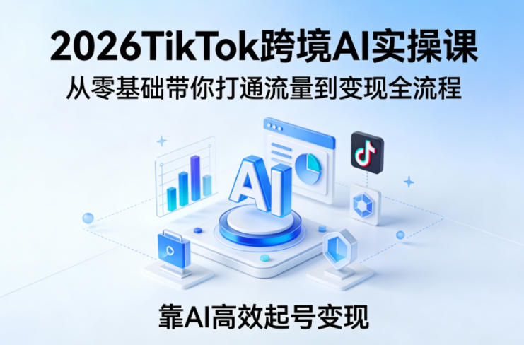 2026TikTok跨境AI实操课，从零基础带你打通流量到变现全流程，靠AI高效起号变现-轻创星球网