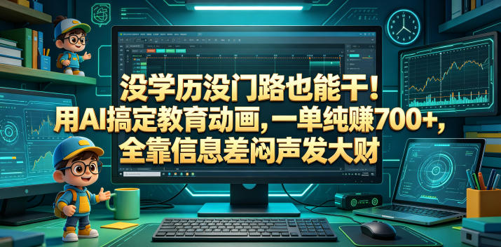没学历没门路也能干！用AI搞定教育动画，一单纯賺700+，全靠信息差闷声发大财【揭秘】-轻创星球网