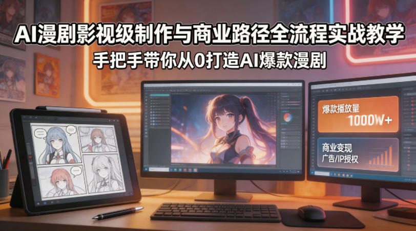 AI漫剧影视级制作与商业路径全流程实战教学，手带你从0打造AI爆款漫剧-轻创星球网