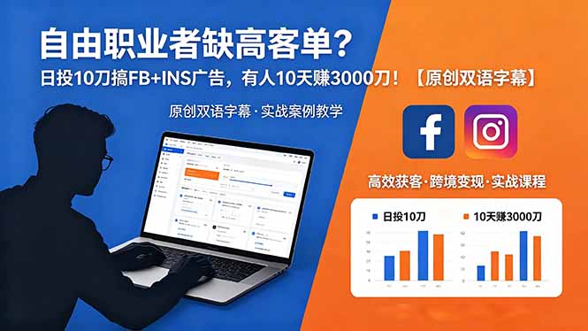 自由职业者缺高客单？日投 10 刀搞 FB+INS 广告，有人 10 天赚 3000 刀！【原创双语字幕】-轻创星球网