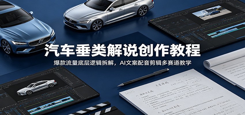 汽车垂类解说创作教程：爆款流量底层逻辑拆解，AI文案配音剪辑多赛道教学-轻创星球网