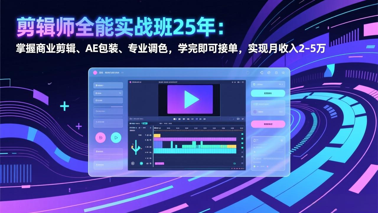 剪辑师全能实战班25年：掌握商业剪辑、AE包装、专业调色，学完即可接单，实现月收入2-5万-轻创星球网