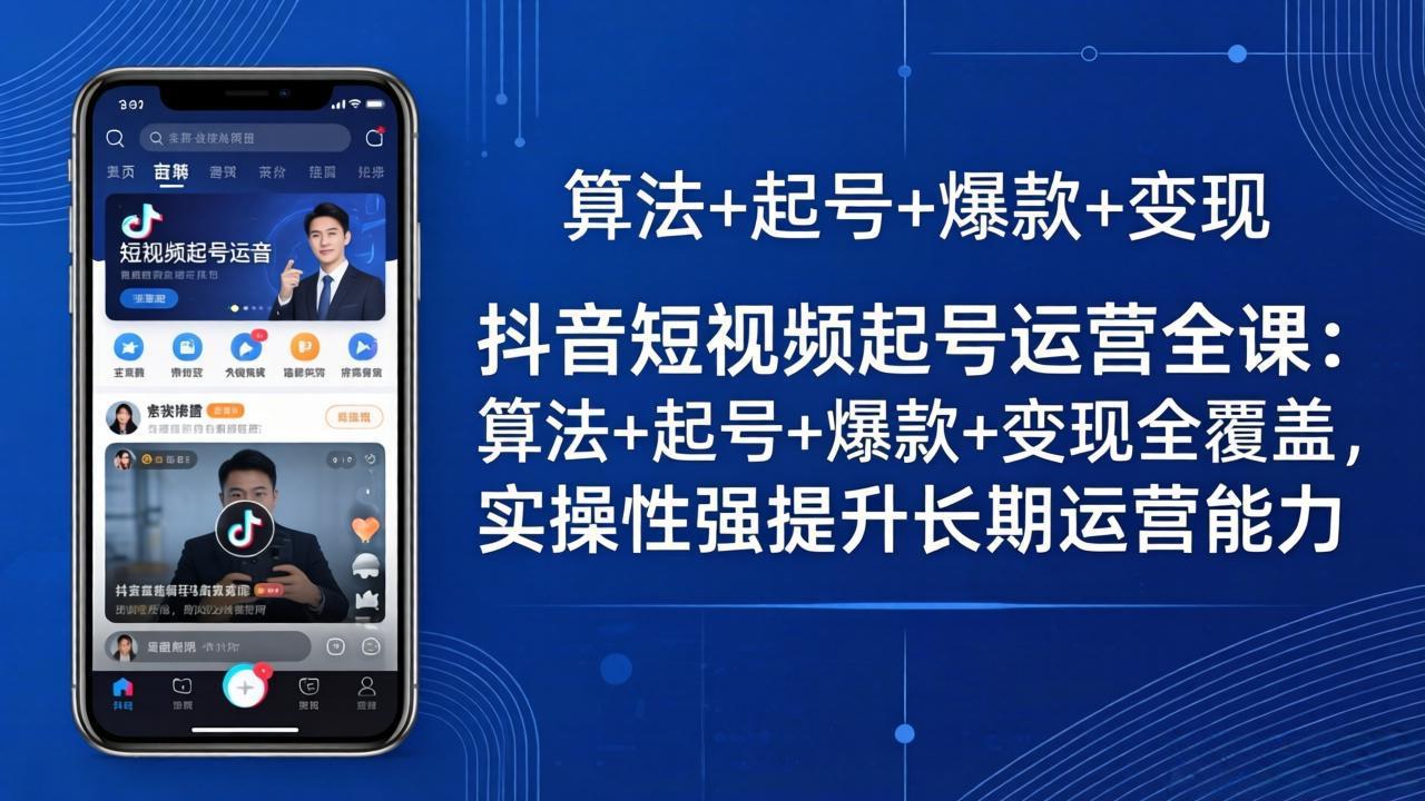 抖音短视频起号运营全课：算法+起号+爆款+变现全覆盖，实操性强提升长期运营能力-轻创星球网