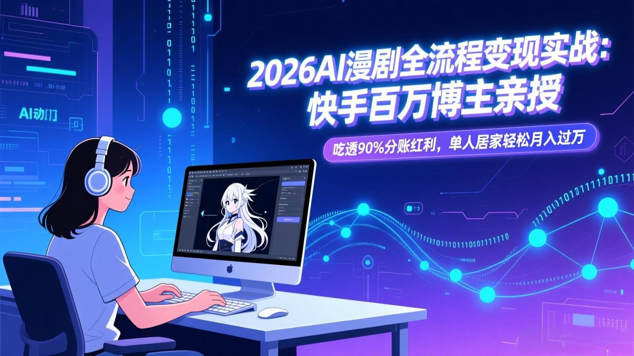 2026AI漫剧全流程变现实战：快手百万博主亲授，吃透90%分账红利，单人居家轻松月入过万-轻创星球网