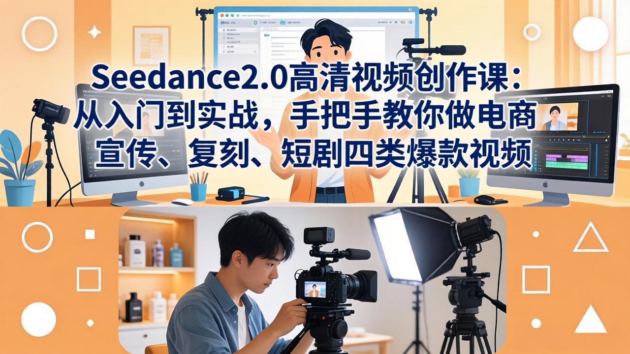 Seedance2.0高清视频创作课：从入门到实战，手把手教你做电商、宣传、复刻、短剧四类爆款视频-轻创星球网
