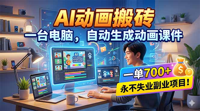 AI动画搬砖，一台电脑，自动生成动画课件，一单800+  永不失业副业项目！-轻创星球网