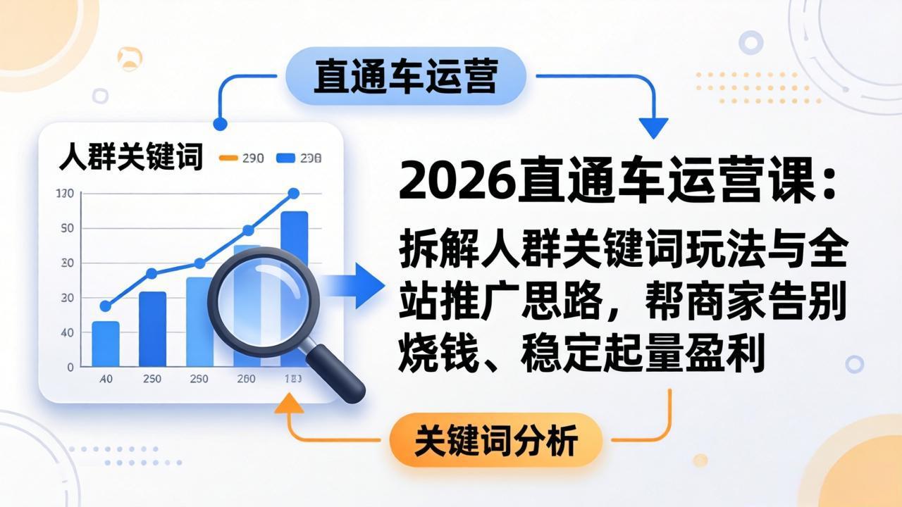 2026直通车运营课：拆解人群关键词玩法与全站推广思路，帮商家告别烧钱、稳定起量盈利-轻创星球网