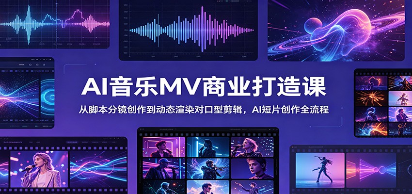 AI音乐MV商业打造课：从脚本分镜创作到动态渲染对口型剪辑，AI短片创作全流程-轻创星球网