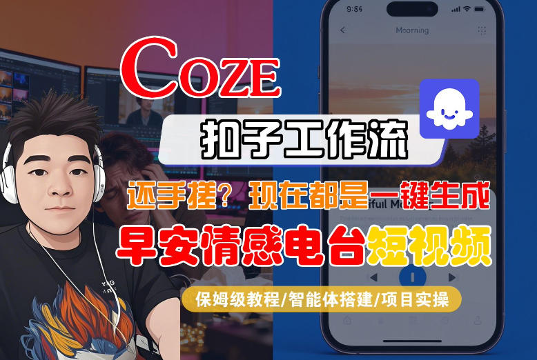【Coze工作流搭建实操教程】【coze】早安情感电台日签视频还在手动做？用扣子工作流自动生成，省时90%-轻创星球网