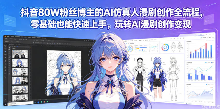 抖音80W粉丝博主的AI仿真人漫剧创作全流程，零基础也能快速上手，玩转AI漫剧创作变现-轻创星球网