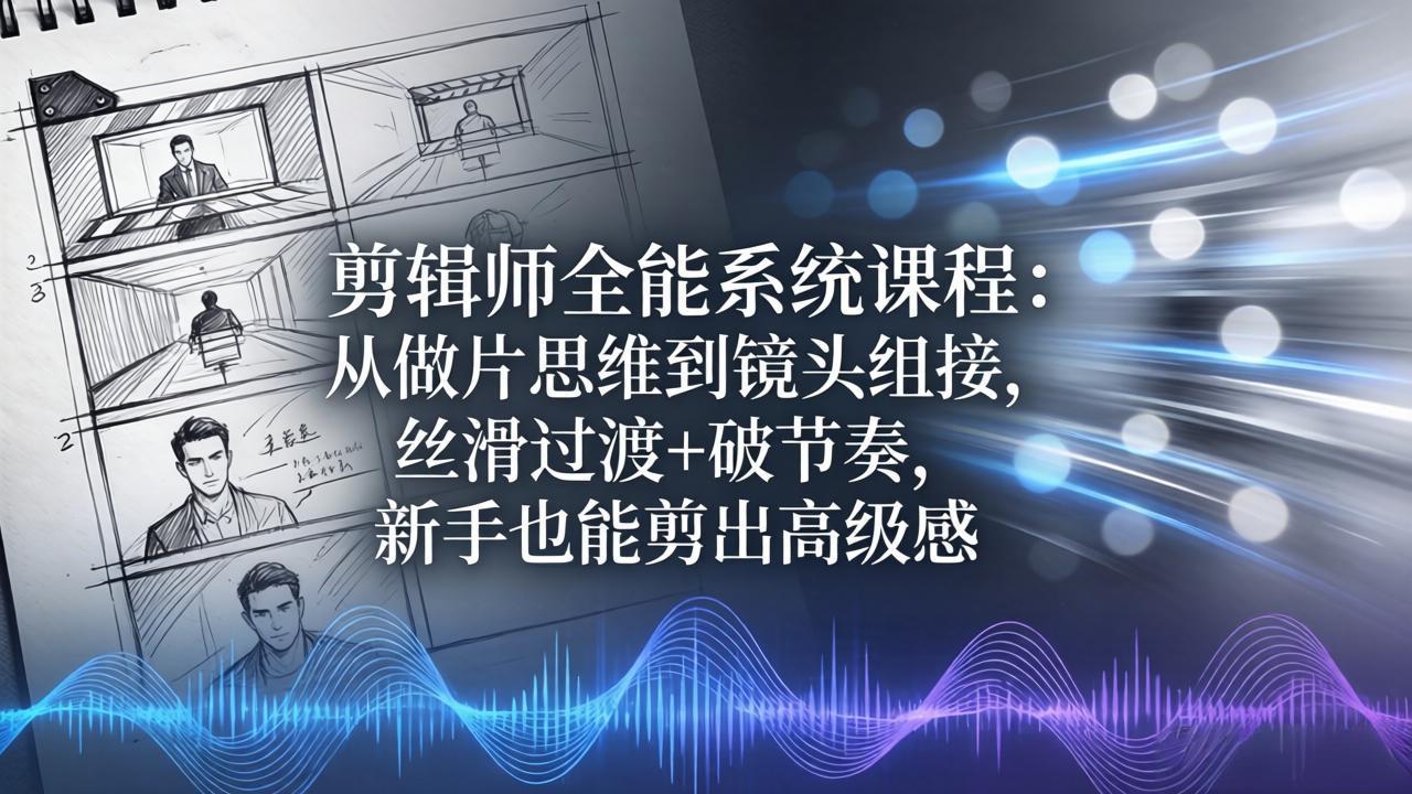 剪辑师全能系统课程：从做片思维到镜头组接，丝滑过渡+破节奏，新手也能剪出高级感-轻创星球网