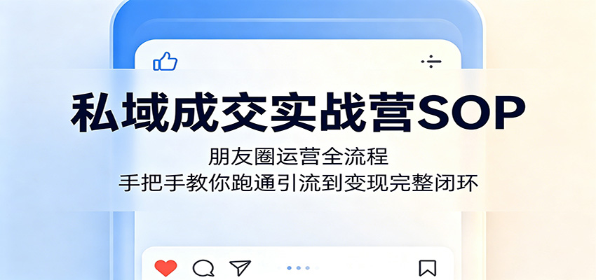 私域成交实战营SOP：朋友圈运营全流程，手把手教你跑通引流到变现完整闭环-轻创星球网