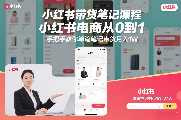 小红书带货笔记课程，小红书电商从0到1，手把手教你单篇笔记带货月入1W-轻创星球网