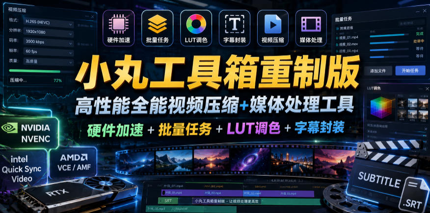 小丸工具箱重制版–高性能全能视频压缩+媒体处理工具｜硬件加速+批量任务+LUT调色+字幕封装-轻创星球网