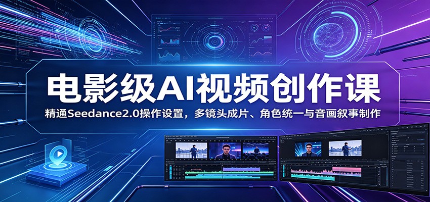 电影级AI视频创作课：精通Seedance2.0操作设置，多镜头成片、角色统一与音画叙事制作-轻创星球网