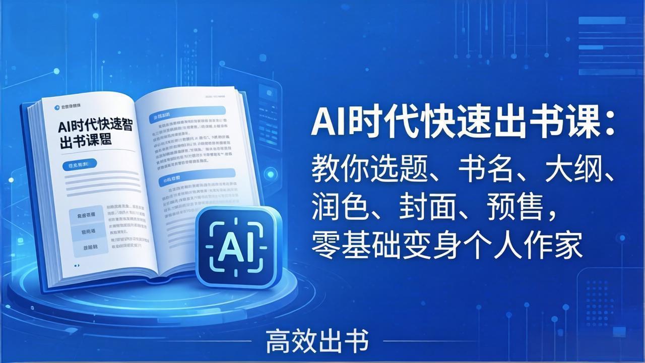 AI时代7天闪电出书课：教你选题、书名、大纲、润色、封面、预售，零基础变身个人作家-轻创星球网