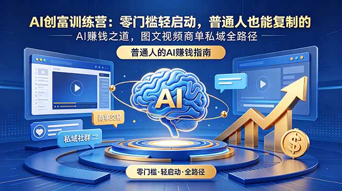 AI创富训练营：零门槛轻启动，普通人也能复制的AI赚钱之道，图文视频商单私域全路径-轻创星球网