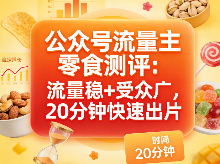 公众号流量主之零食测评赛道，流量稳+受众广，20分钟一条作品-轻创星球网