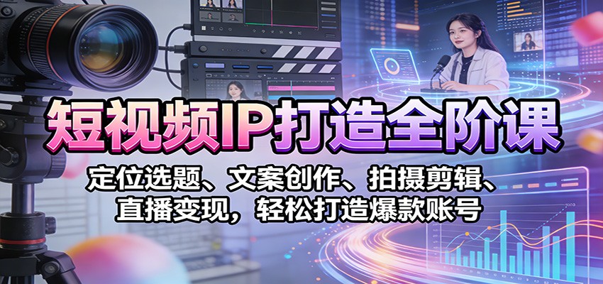 短视频IP打造全阶课：定位选题、文案创作、拍摄剪辑、直播变现，轻松打造爆款账号-轻创星球网