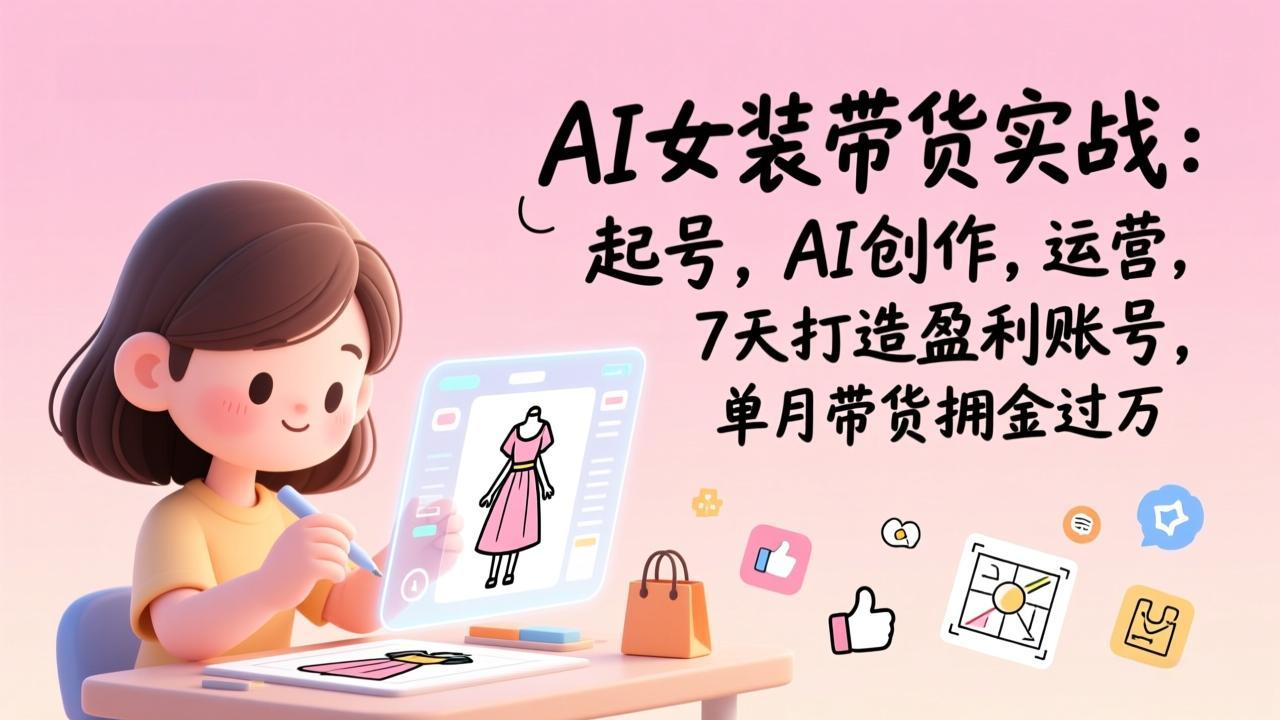 AI女装带货实战：起号，AI创作，运营，7天打造盈利账号，单月带货佣金过万-轻创星球网