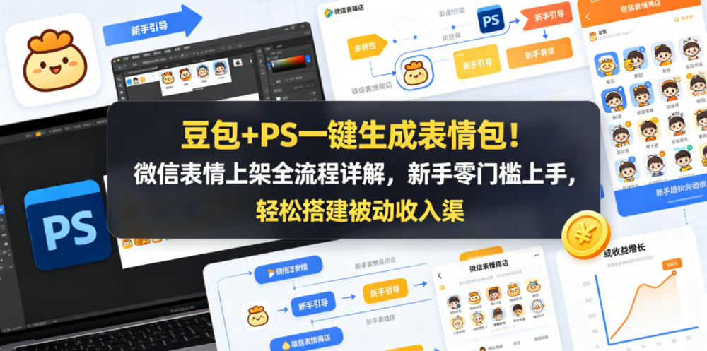 豆包+PS一键生成表情包！微信表情上架全流程详解，新手零门槛上手，轻松搭建被动收入渠道-轻创星球网