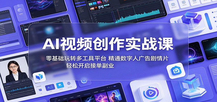 AI视频创作实战课：零基础玩转多工具平台，精通数字人广告、剧情片，轻松开启接单副业-轻创星球网