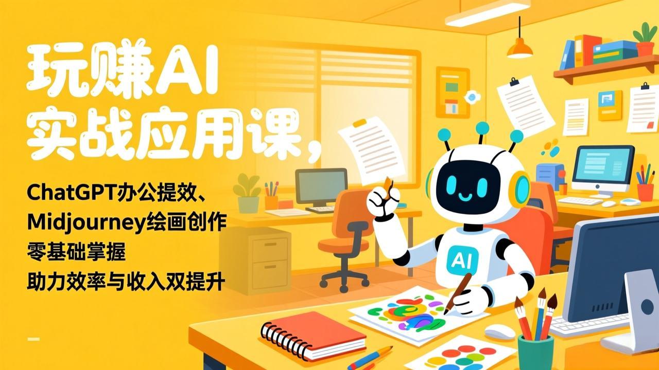 玩赚AI实战应用课，ChatGPT办公提效、Midjourney绘画创作，零基础掌握，助力效率与收入双提升-轻创星球网