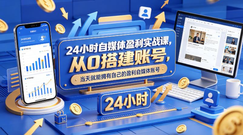 24小时自媒体盈利实战课，从0搭建账号，当天就能拥有自己的盈利自媒体账号-轻创星球网