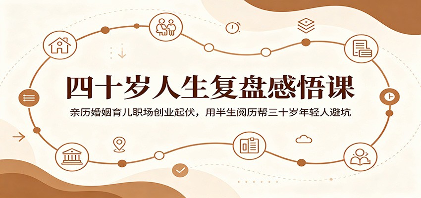 四十岁人生复盘感悟课：亲历婚姻育儿职场创业起伏，用半生阅历帮三十岁年轻人避坑-轻创星球网