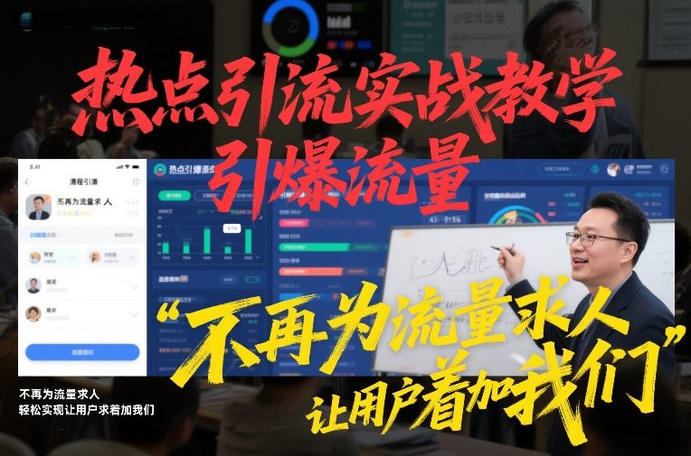 热点引流实战教学，引爆流量，不再为流量求人，轻松实现让用户求着加我们-轻创星球网