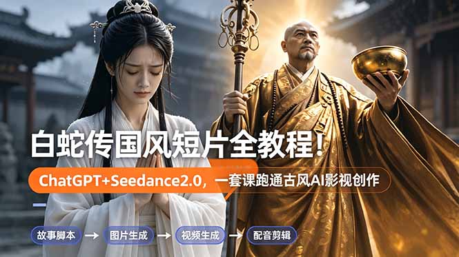 白蛇传-国风短片全教程！ChatGPT+Seedance2.0，一套课跑通古风AI影视创作-轻创星球网