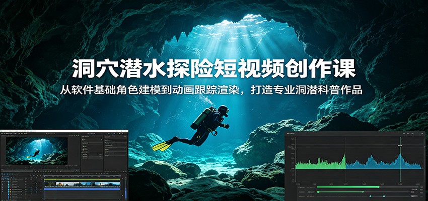 洞穴潜水探险短视频创作课：从软件基础角色建模到动画跟踪渲染，打造专业洞潜科普作品-轻创星球网