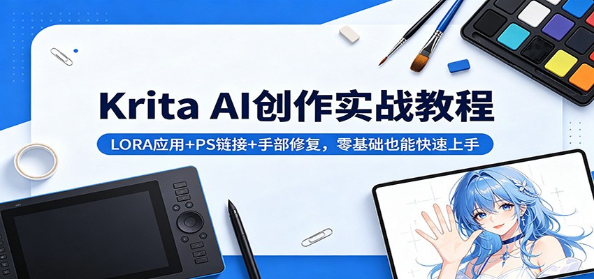 Krita AI创作实战教程：LORA应用+PS链接+手部修复，零基础也能快速上手-轻创星球网