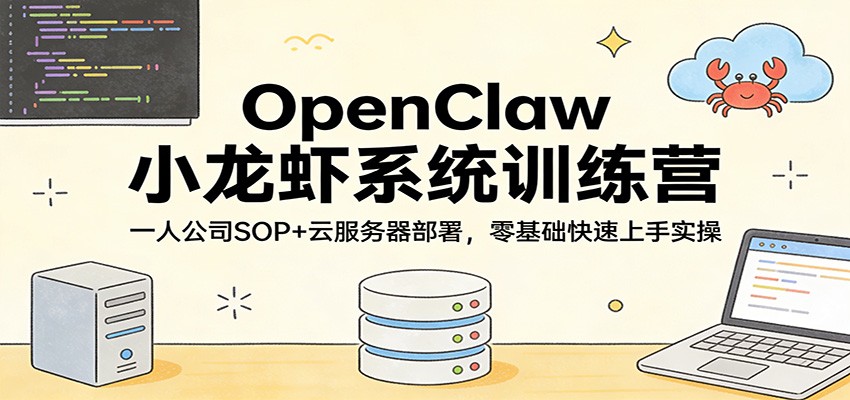 OpenClaw小龙虾系统训练营：一人公司SOP，云服务器部署，零基础快速上手实操-轻创星球网