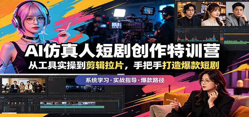 AI仿真人短剧创作特训营：从工具实操到剪辑拉片，手把手打造爆款短剧-轻创星球网