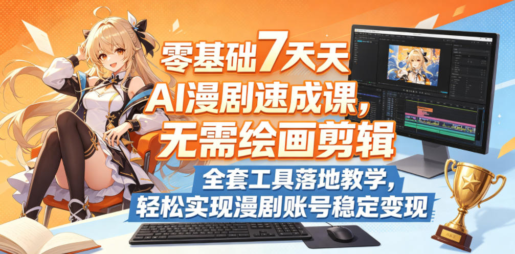 零基础7天AI漫剧速成课，无需绘画剪辑，全套工具落地教学，轻松实现漫剧账号稳定变现-轻创星球网
