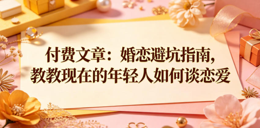 付费文章：婚恋避坑指南，教教现在的年轻人如何谈恋爱-轻创星球网