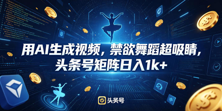 用AI生成视频，禁欲舞蹈超吸睛，头条号矩阵日入1k+-轻创星球网