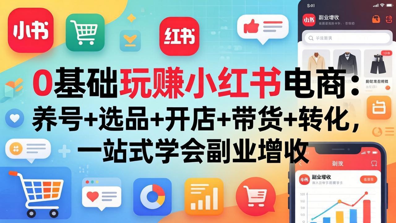 0基础玩赚小红书电商：养号+选品+开店+带货+转化，一站式学会副业增收-轻创星球网