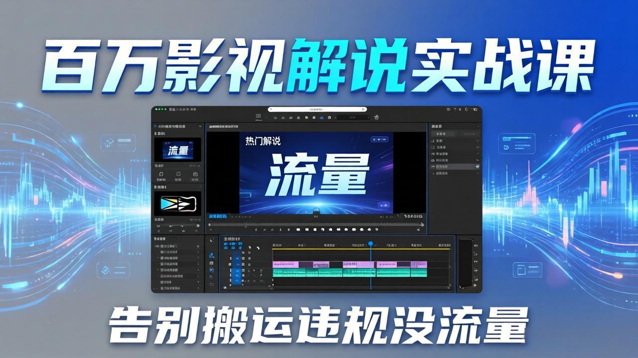 百万影视解说实战课：告别搬运违规没流量，AI文案+配音+剪映，做出能上热门的解说视频-轻创星球网