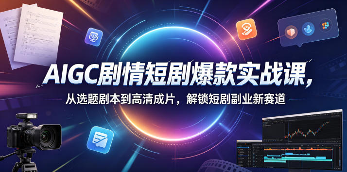 AIGC剧情短剧爆款实战课，从选题剧本到高清成片，解锁短剧副业新赛道-轻创星球网