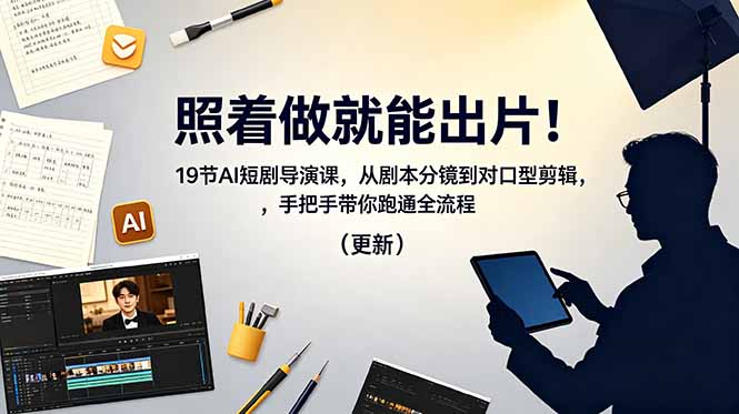 照着做就能出片！19节AI短剧导演课，从剧本分镜到对口型剪辑，手把手带你跑通全流程(更新-轻创星球网