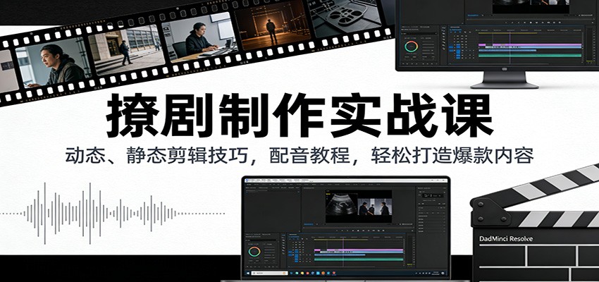 撩剧制作实战课：动态、静态剪辑技巧，配音教程，轻松打造爆款内容-轻创星球网