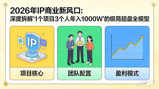 2026年IP商业新风口：深度拆解“1个项目3个人年入1000W”的极简超盘全模型-轻创星球网