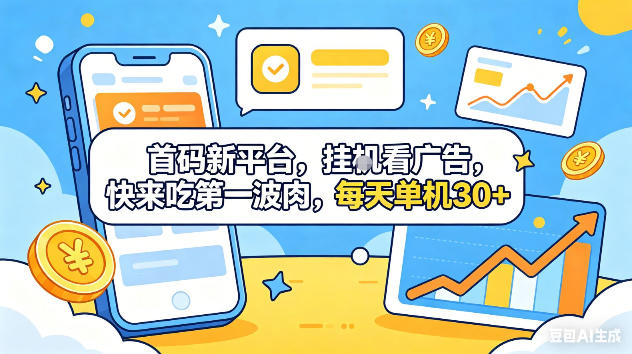 首码新平台，挂G自动看广告，快来吃第一波肉，每天单机30+，可矩阵放大【揭秘】-轻创星球网