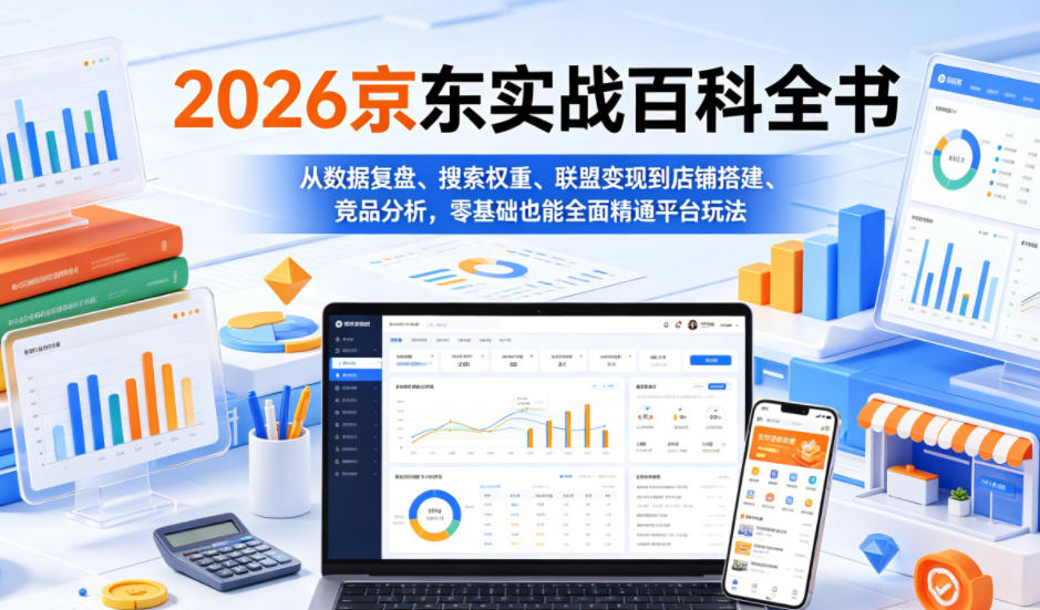 2026京东实战百科全书，从数据复盘、搜索权重、联盟变现到店铺搭建、竞品分析，零基础也能全面精通平台玩法-轻创星球网