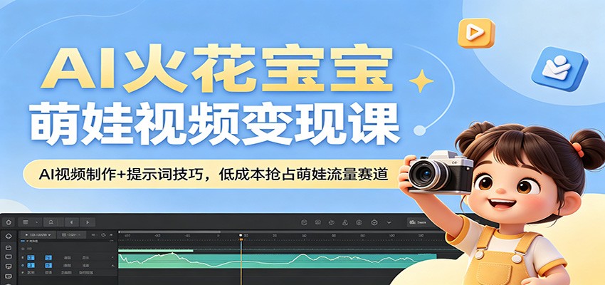 AI火花宝宝萌娃视频变现课：AI视频制作+提示词技巧，低成本抢占萌娃流量赛道-轻创星球网