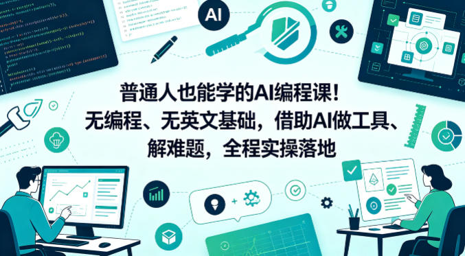 普通人也能学的AI编程课！无编程、无英文基础，借助AI做工具、解难题，全程实操落地-轻创星球网