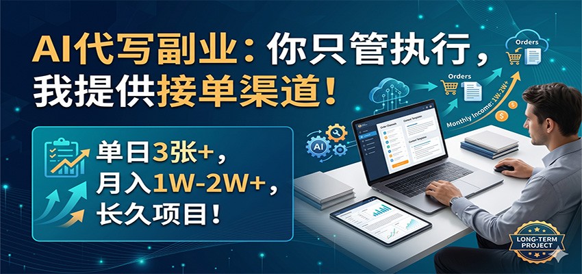 AI代写副业：你只管执行，我提供接单渠道！单日3张+，月入1W-2W+，长久项目-轻创星球网