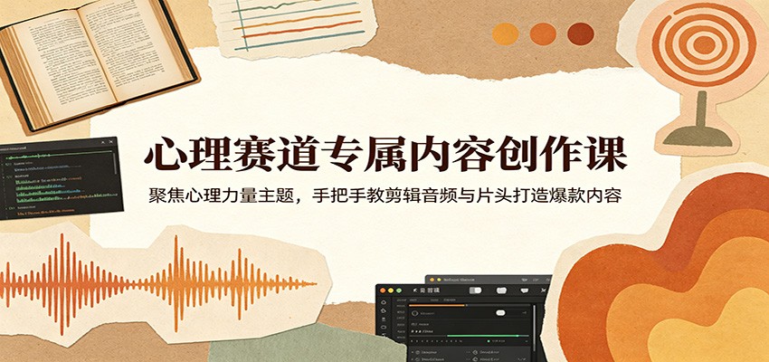 心理赛道专属内容创作课：聚焦心理力量主题，手把手教剪辑音频与片头打造爆款内容-轻创星球网